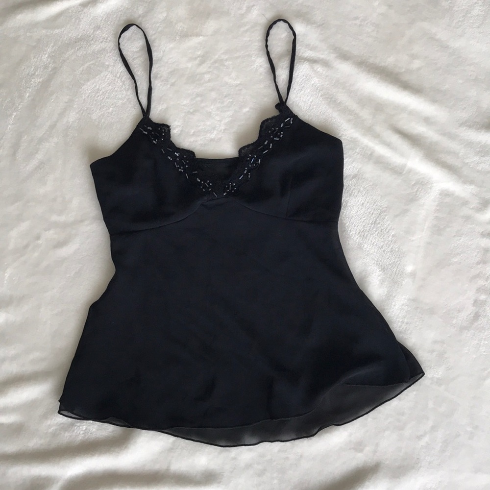 Black sexy beaded tank top